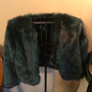Green faux fur jacket